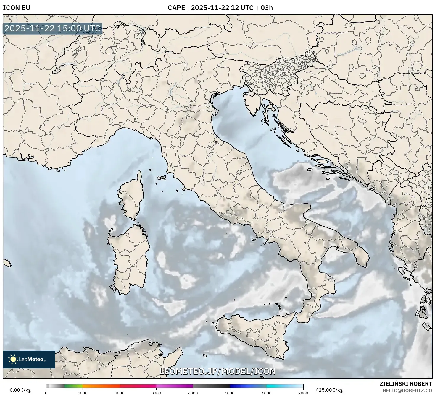 ICON model - イタリア, CAPE