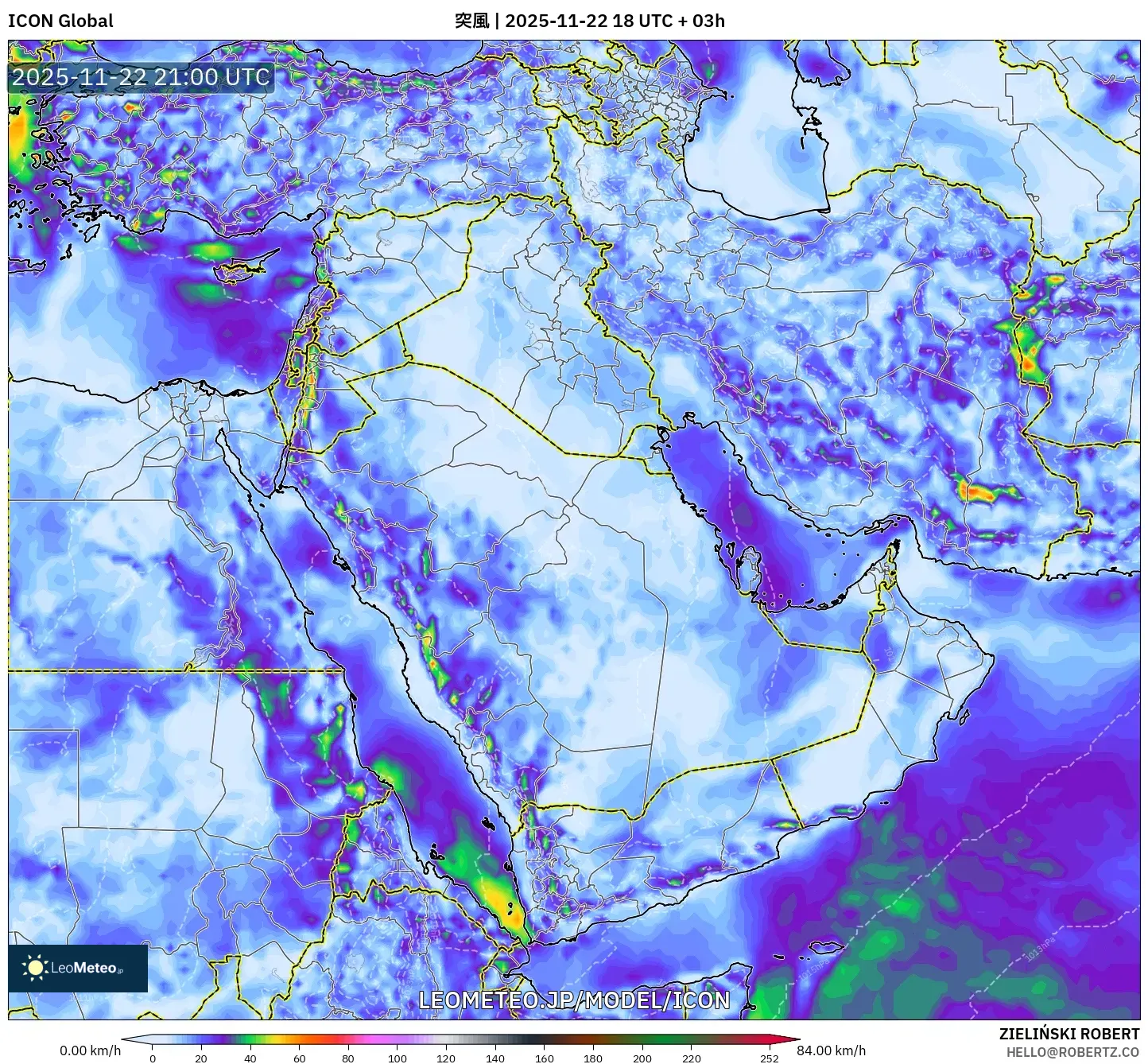 ICON model - 中東, 突風