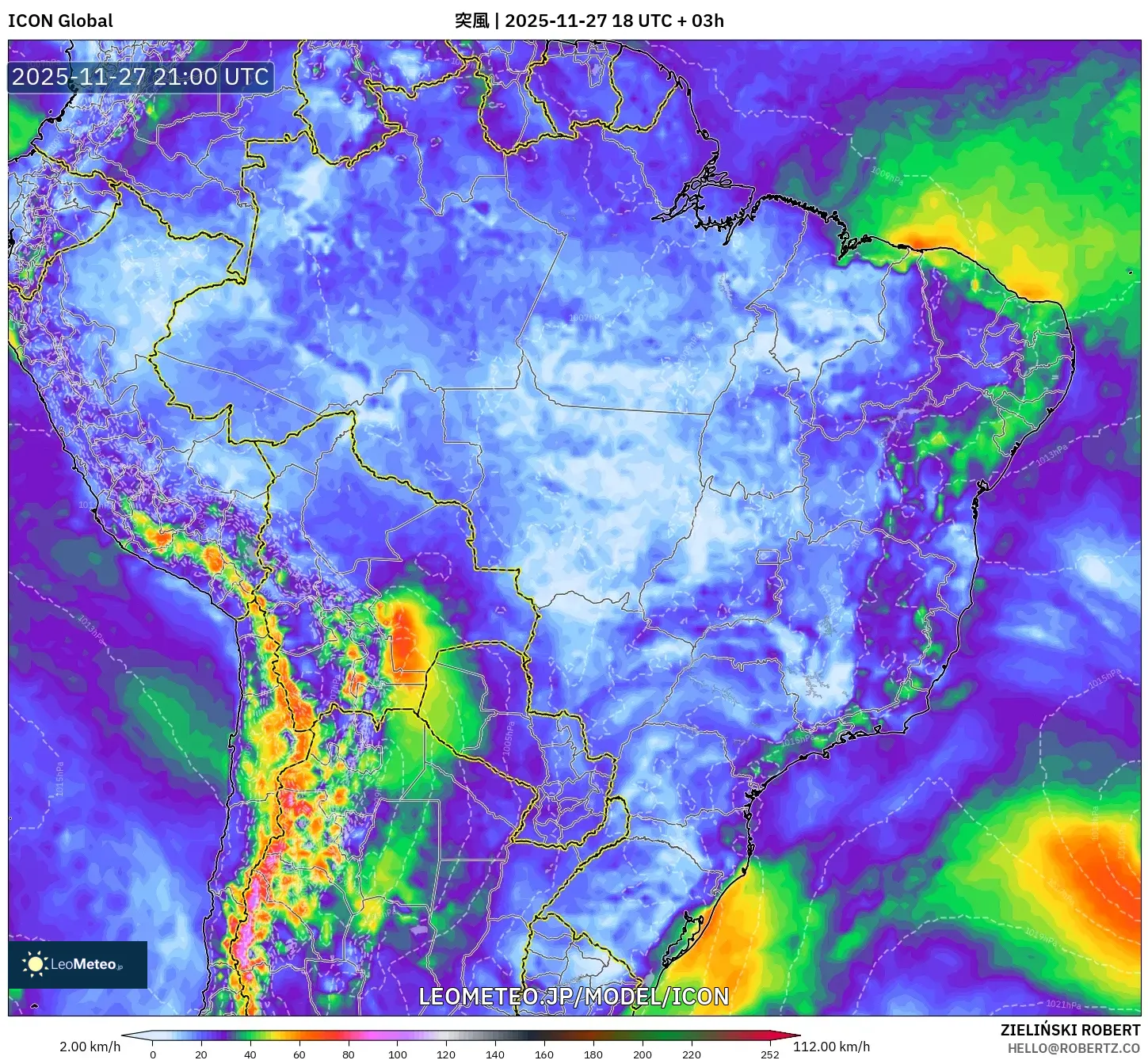 ICON model - ブラジル, 突風