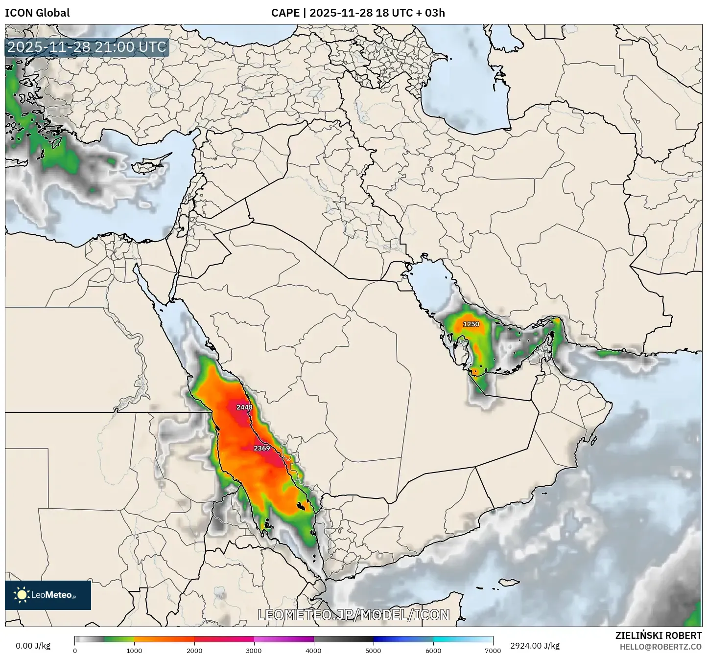 ICON model - 中東, CAPE