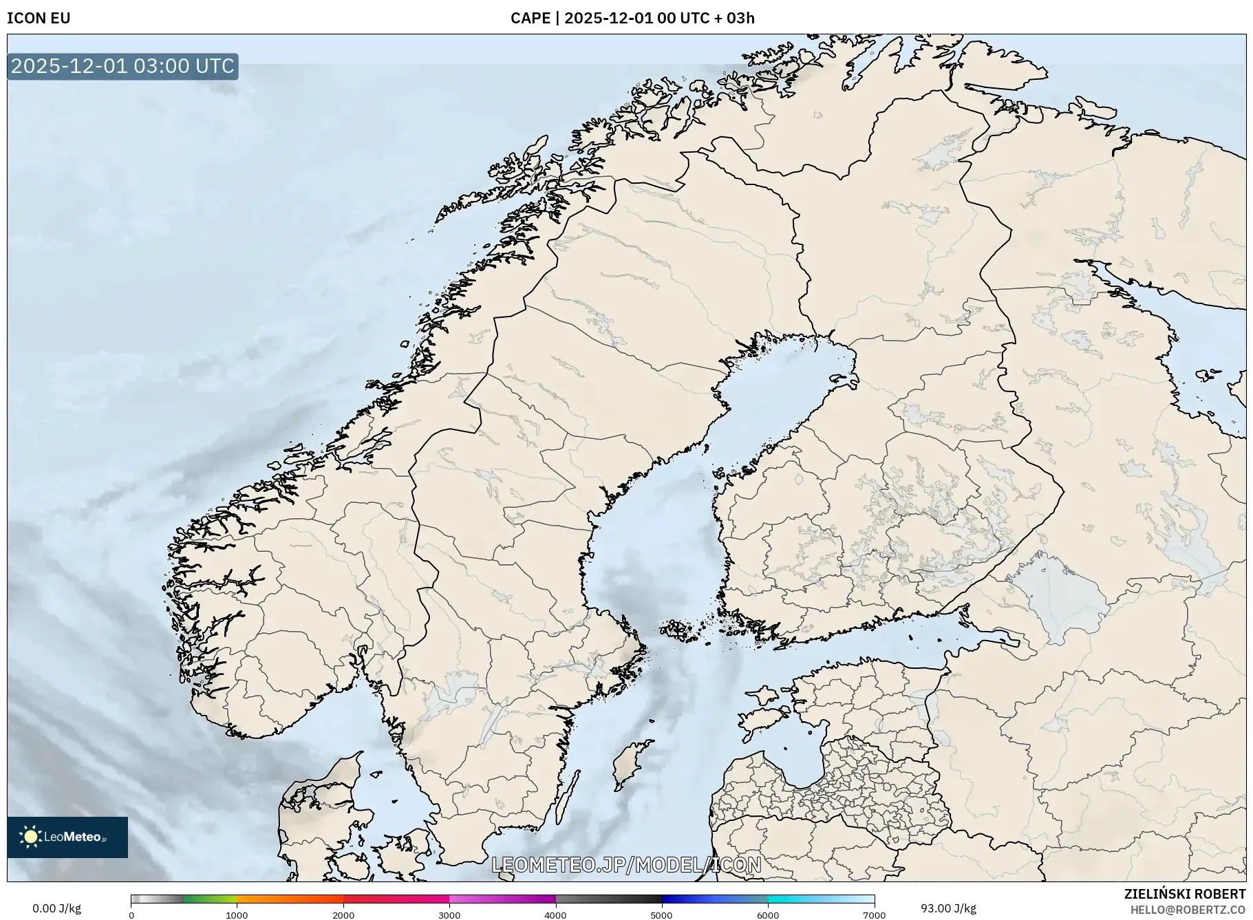 ICON model - スカンジナビア, CAPE