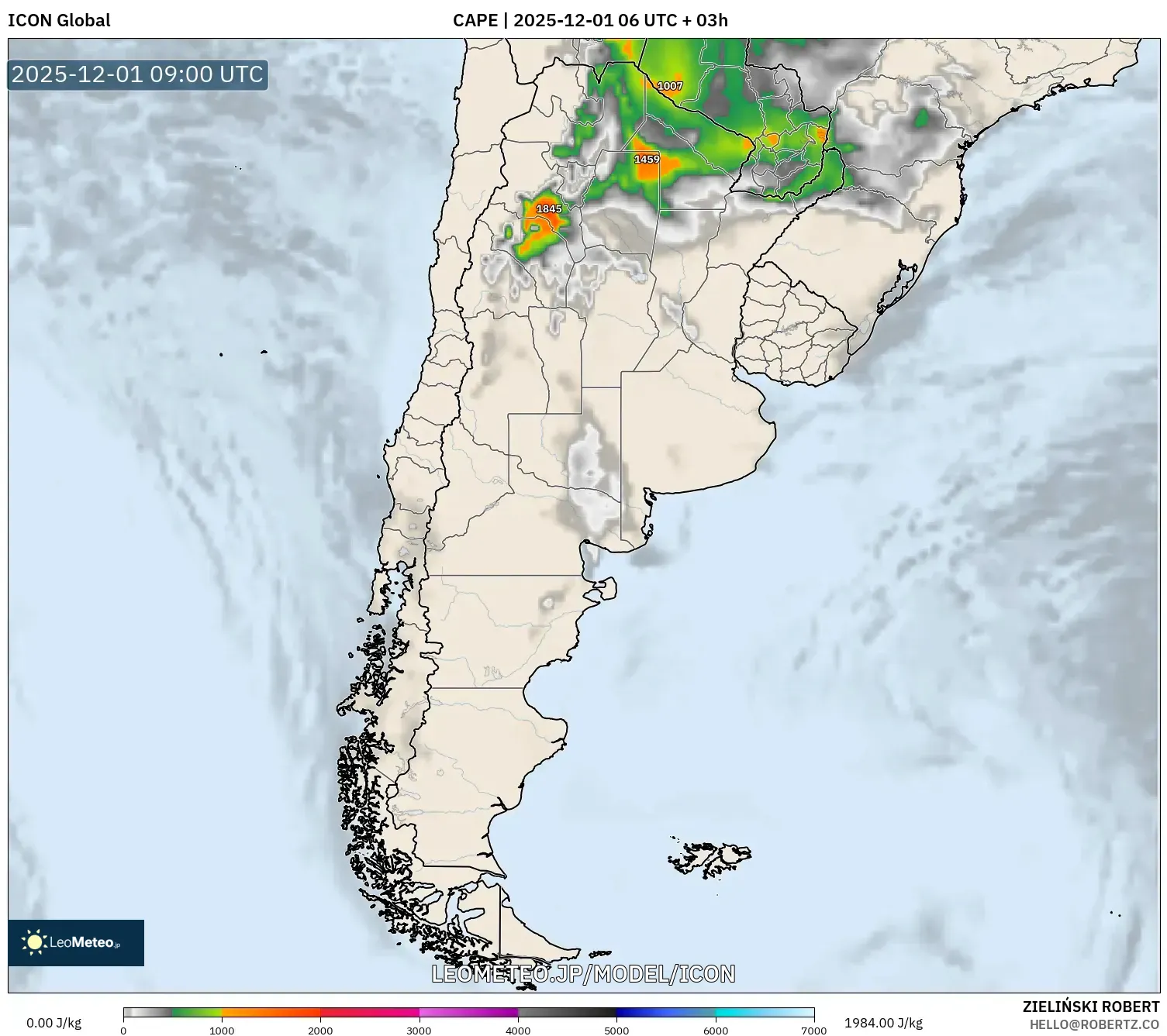 ICON model - アルゼンチン, CAPE