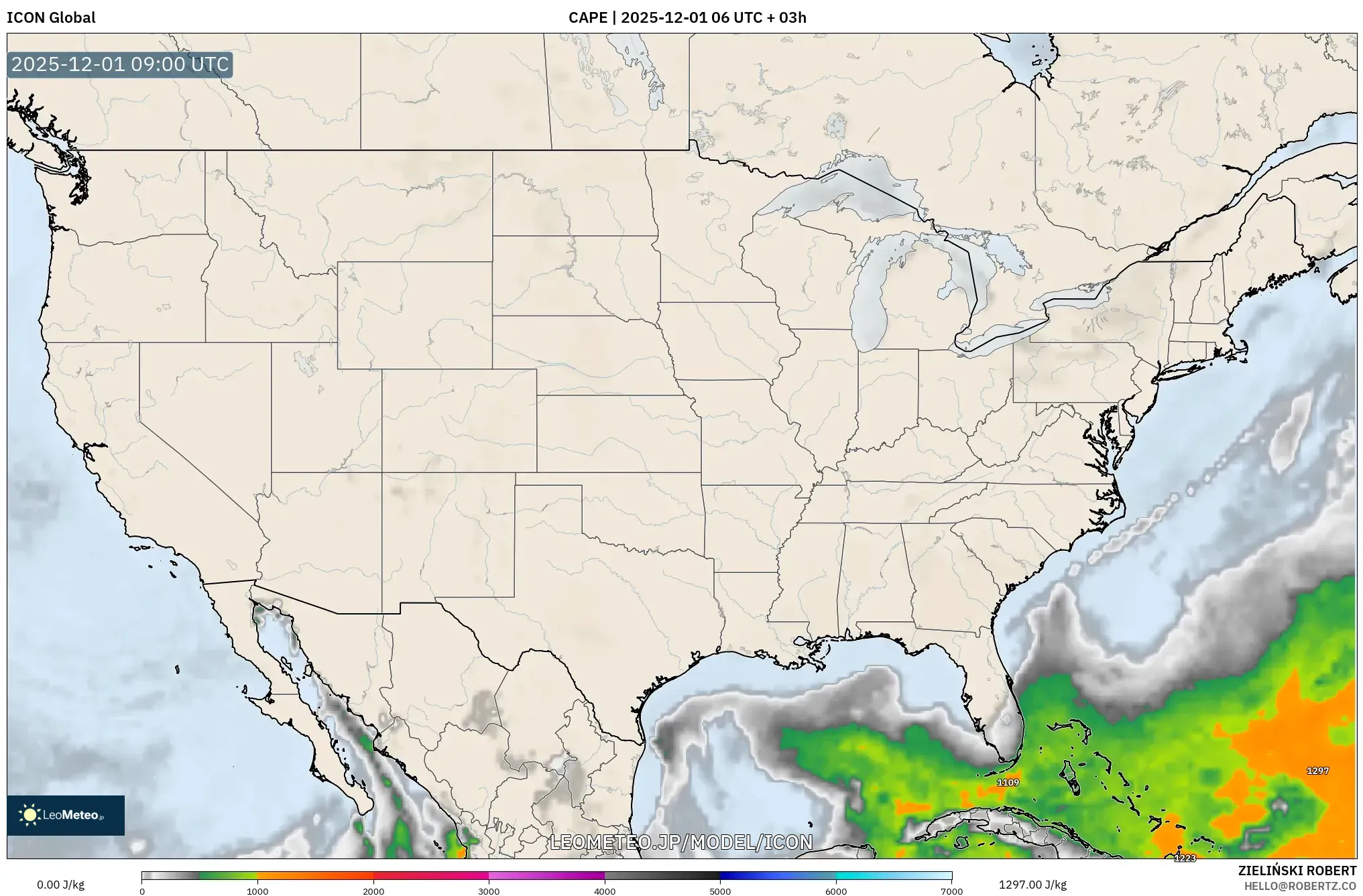 ICON model - アメリカ合衆国, CAPE