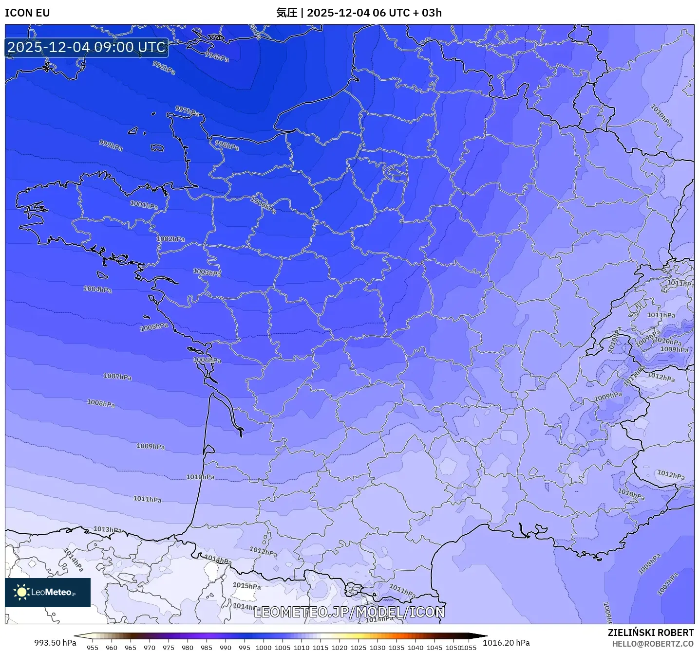 ICON model - フランス, 気圧
