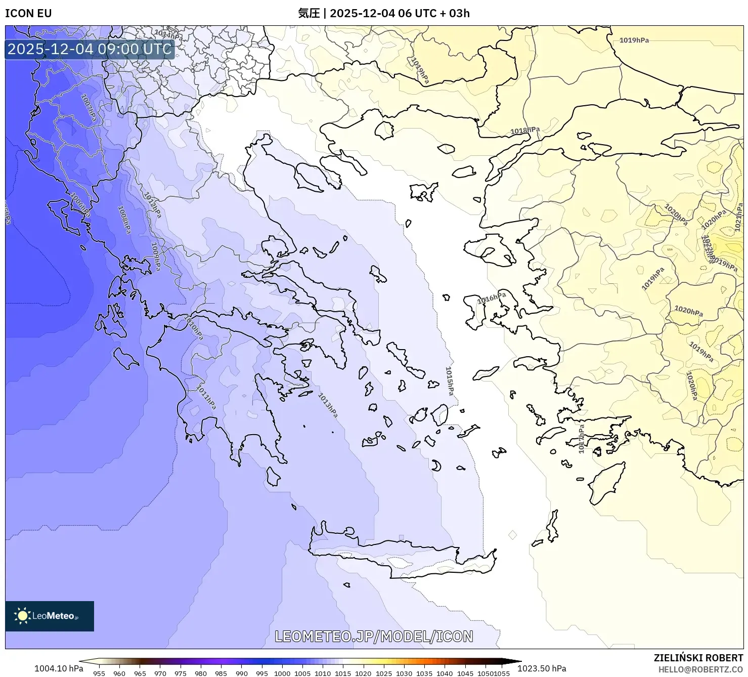 ICON model - ギリシャ, 気圧