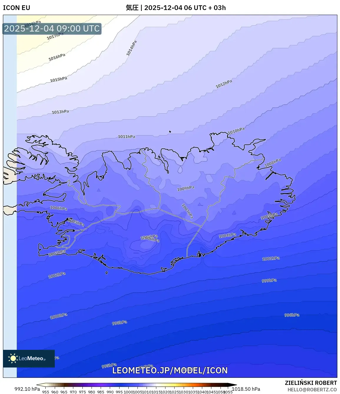 ICON model - アイスランド, 気圧