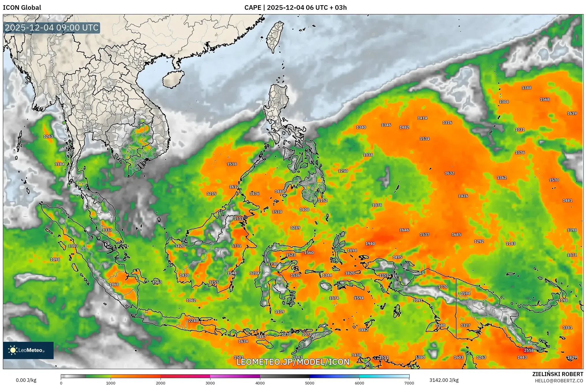 ICON model - 東南アジア, CAPE