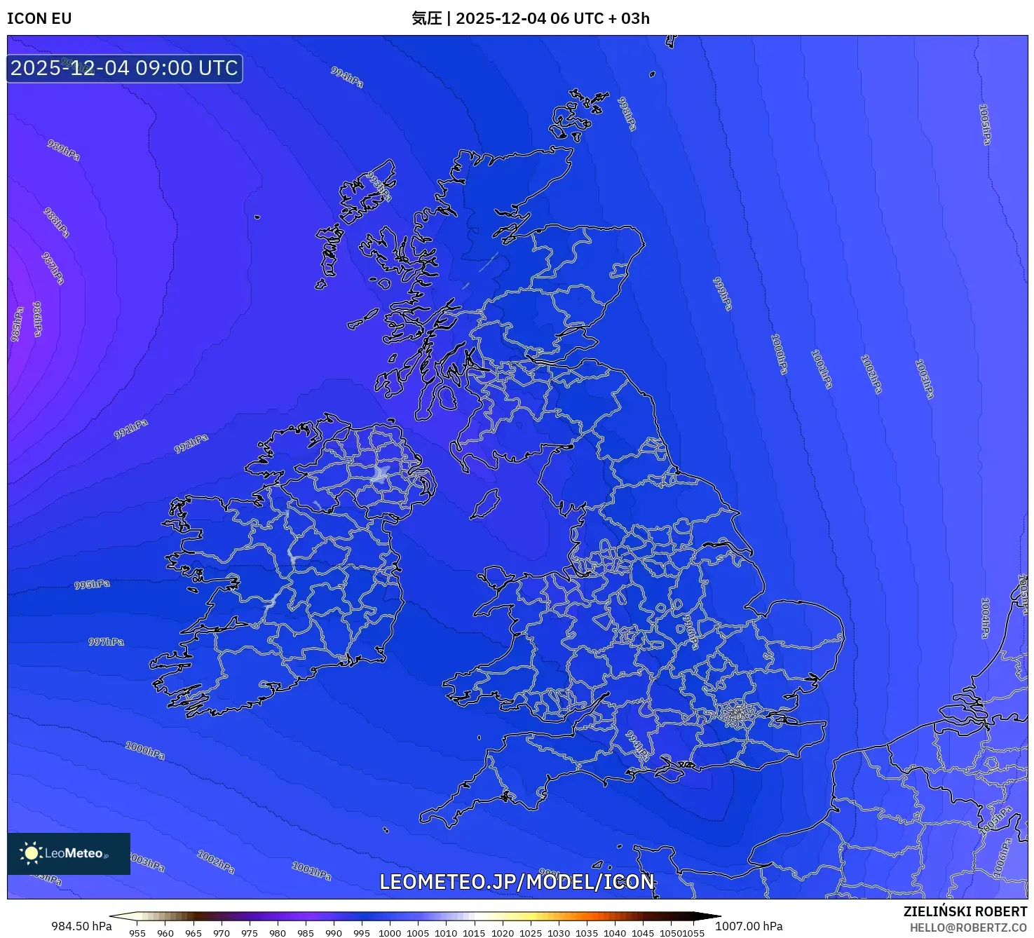 ICON model - イギリス, 気圧
