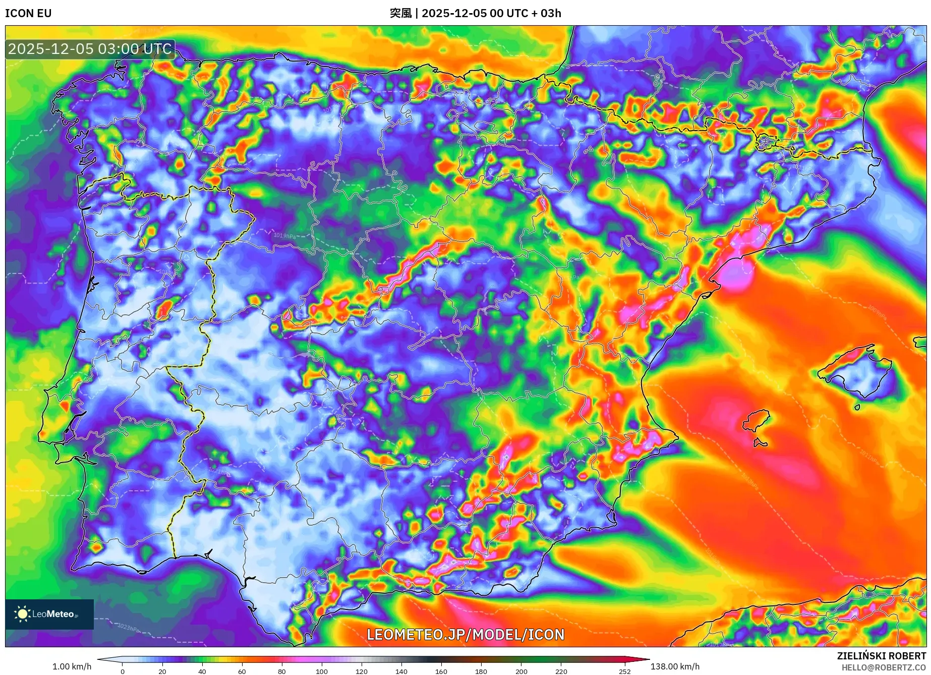 ICON model - スペイン, 突風
