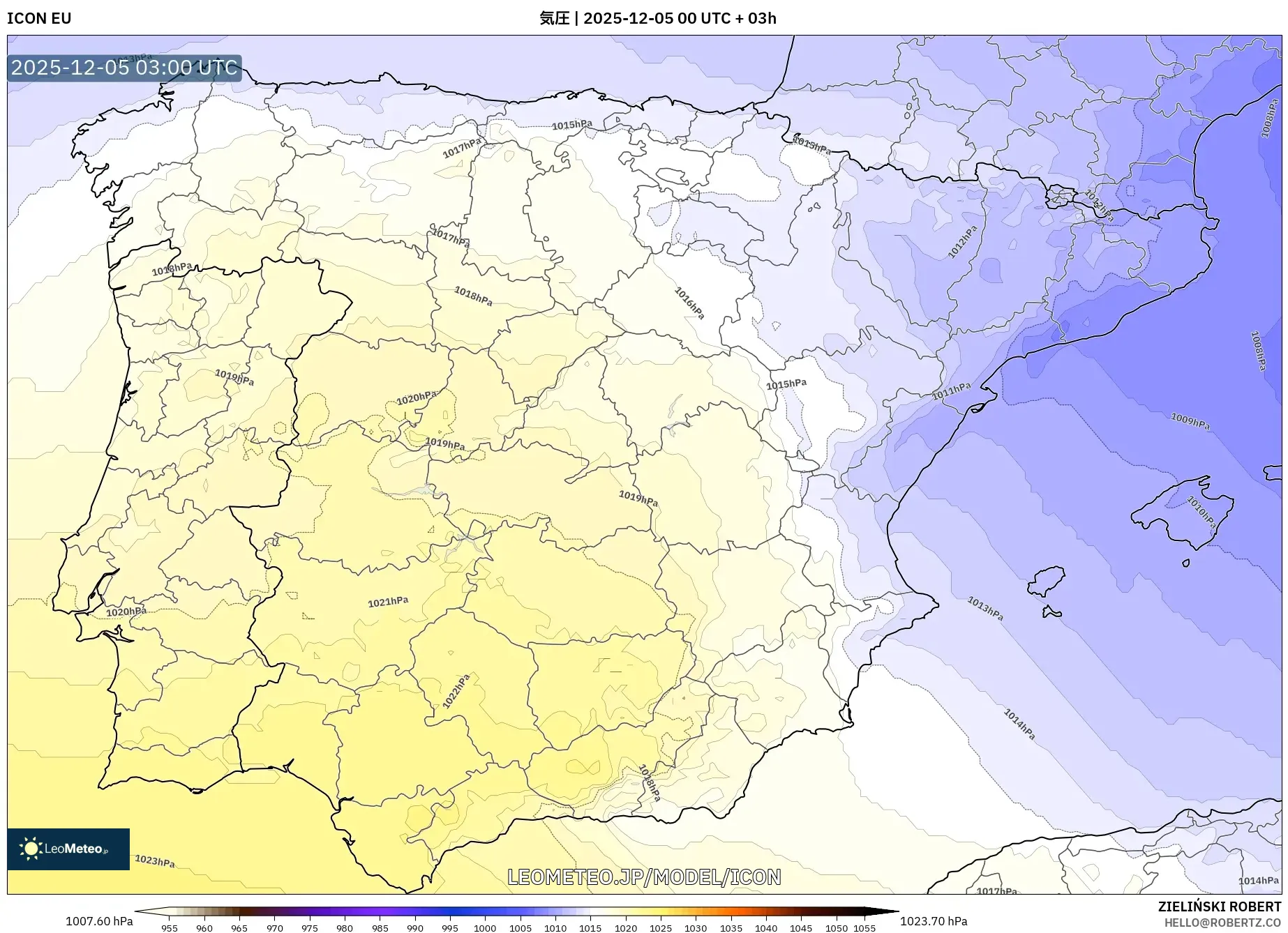 ICON model - スペイン, 気圧