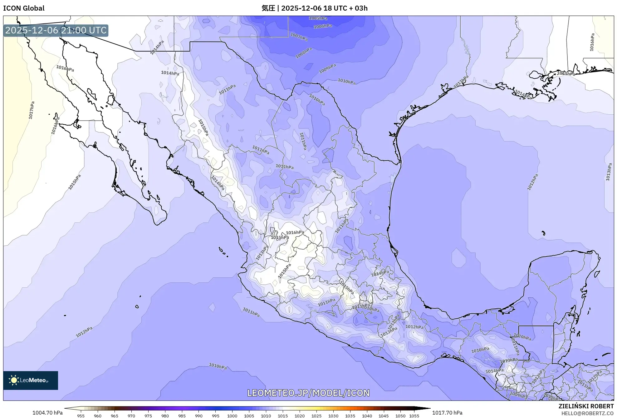 ICON model - メキシコ, 気圧