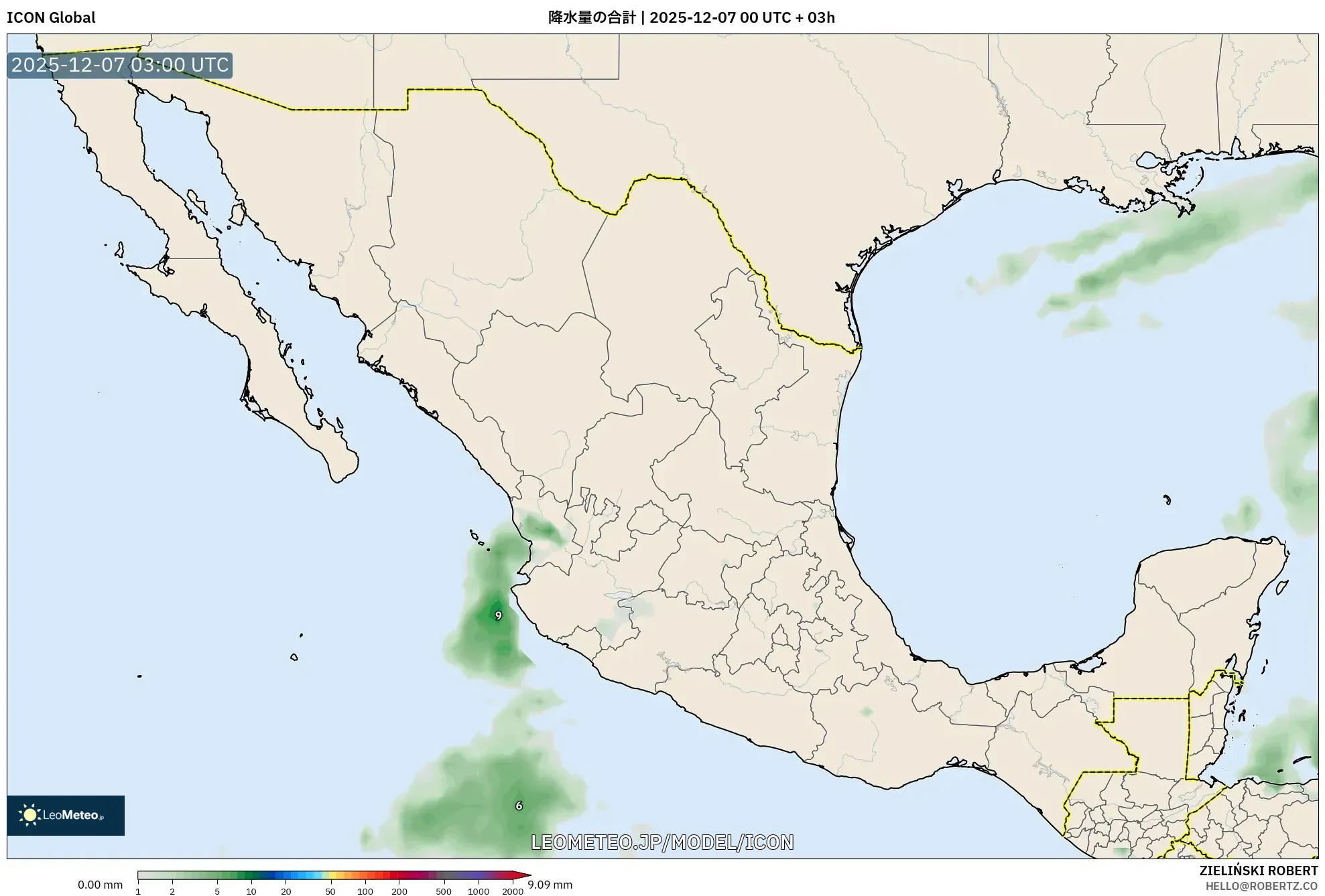 ICON model - メキシコ, 降水量の合計