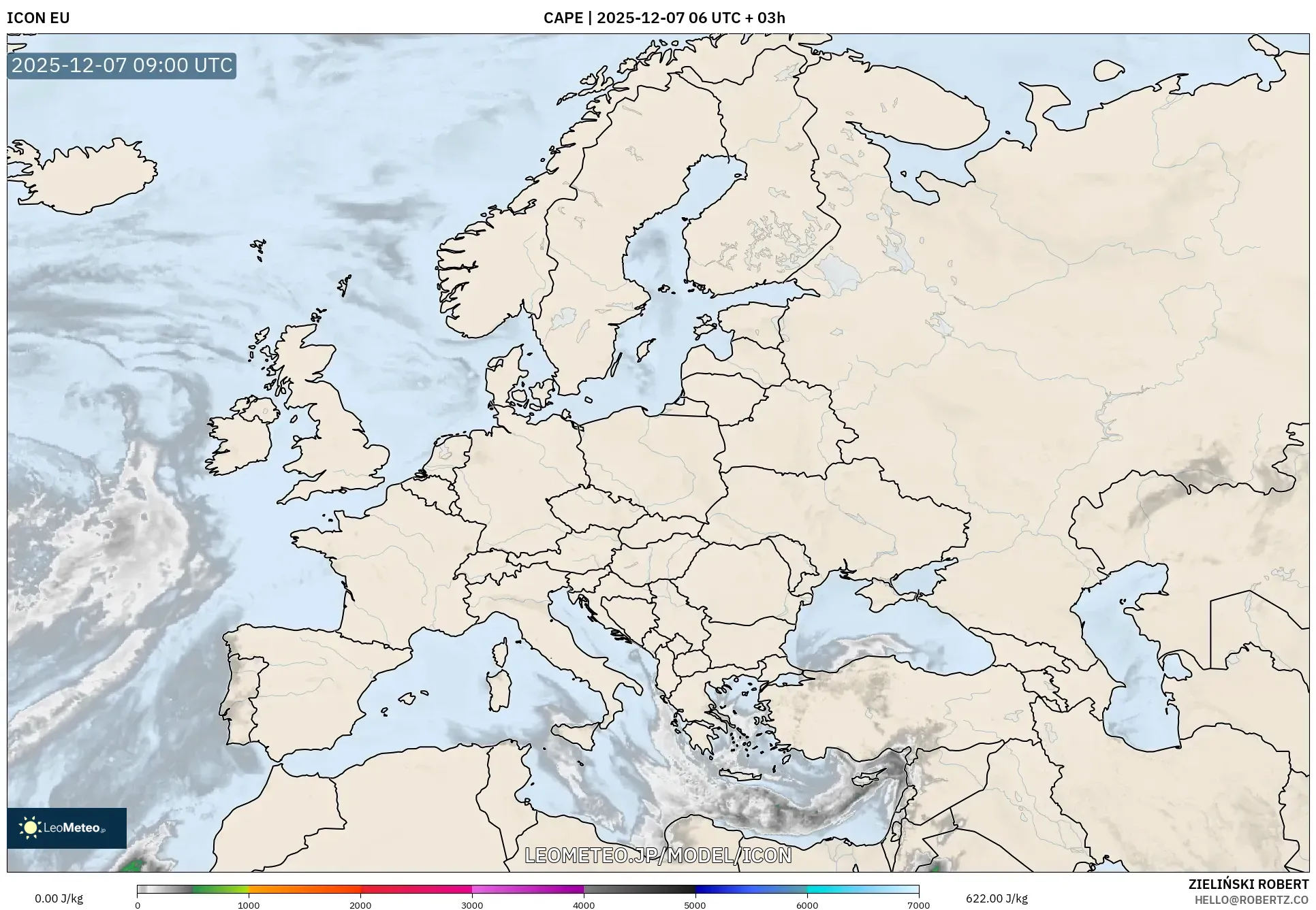 ICON model - ヨーロッパ, CAPE