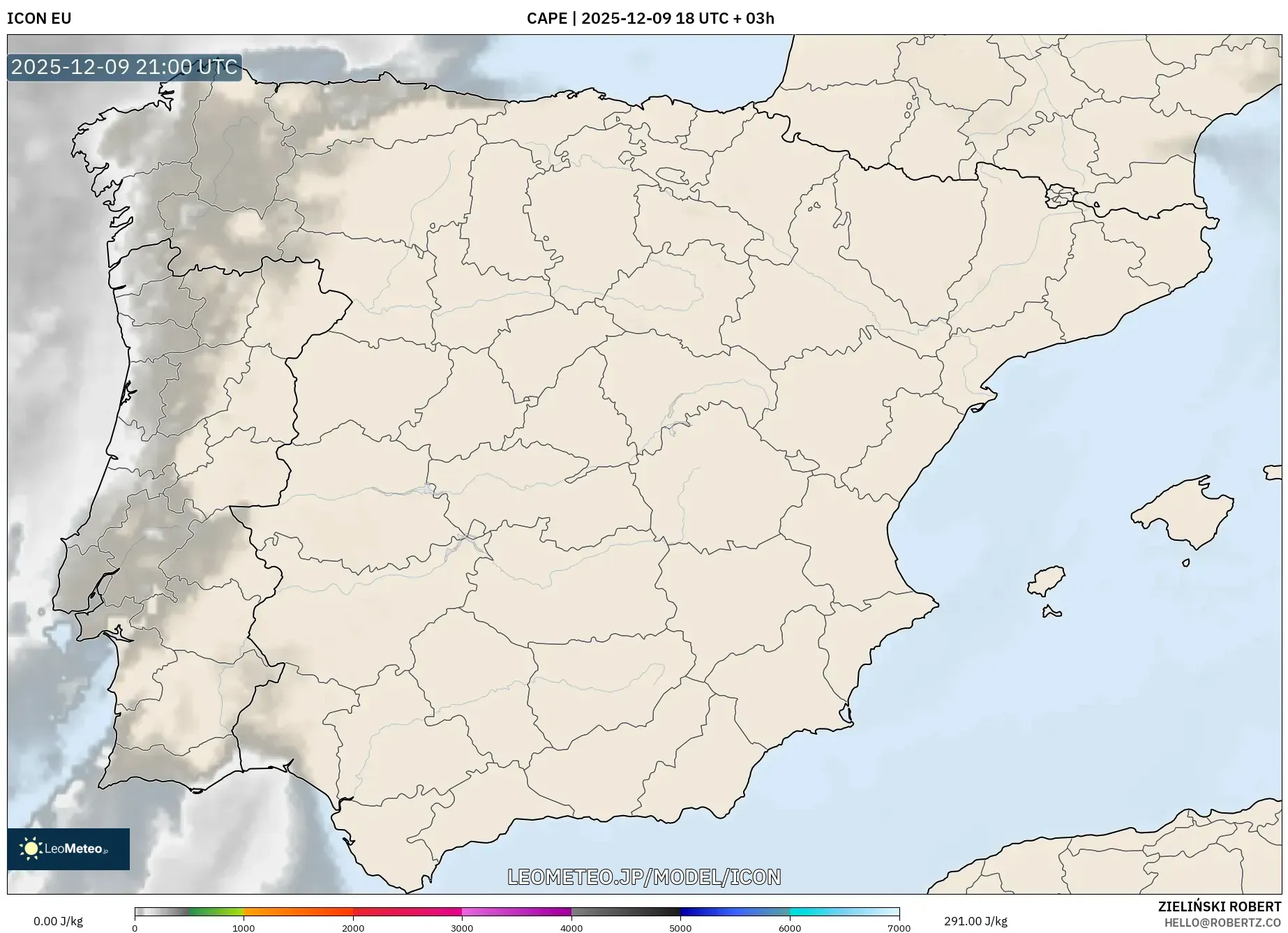 ICON model - スペイン, CAPE