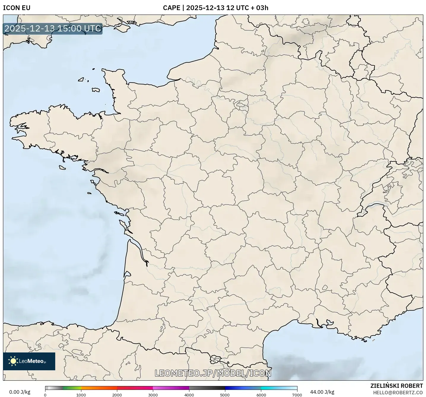 ICON model - フランス, CAPE