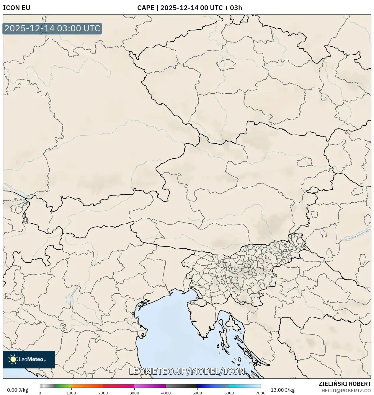 ICON model - オーストリア, CAPE