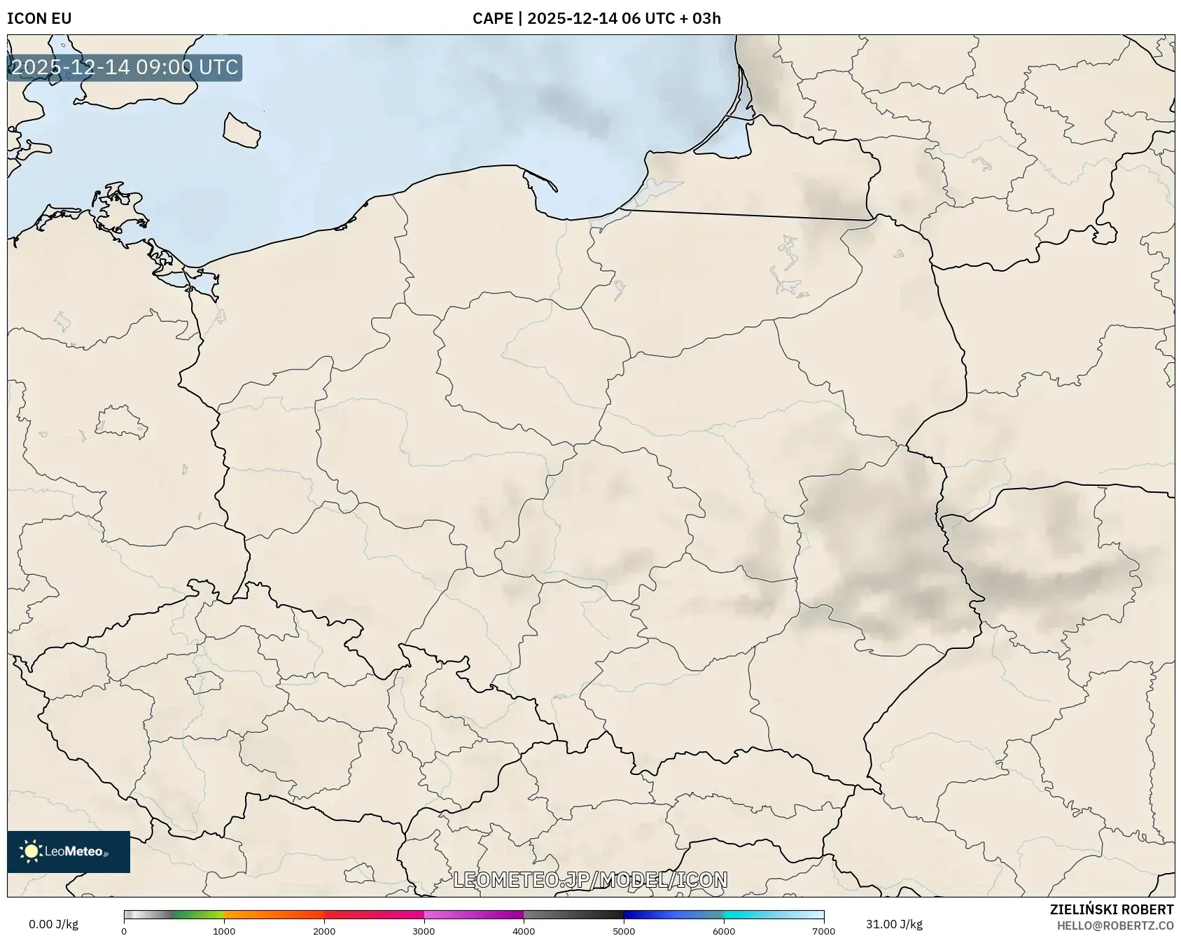 ICON model - ポーランド, CAPE