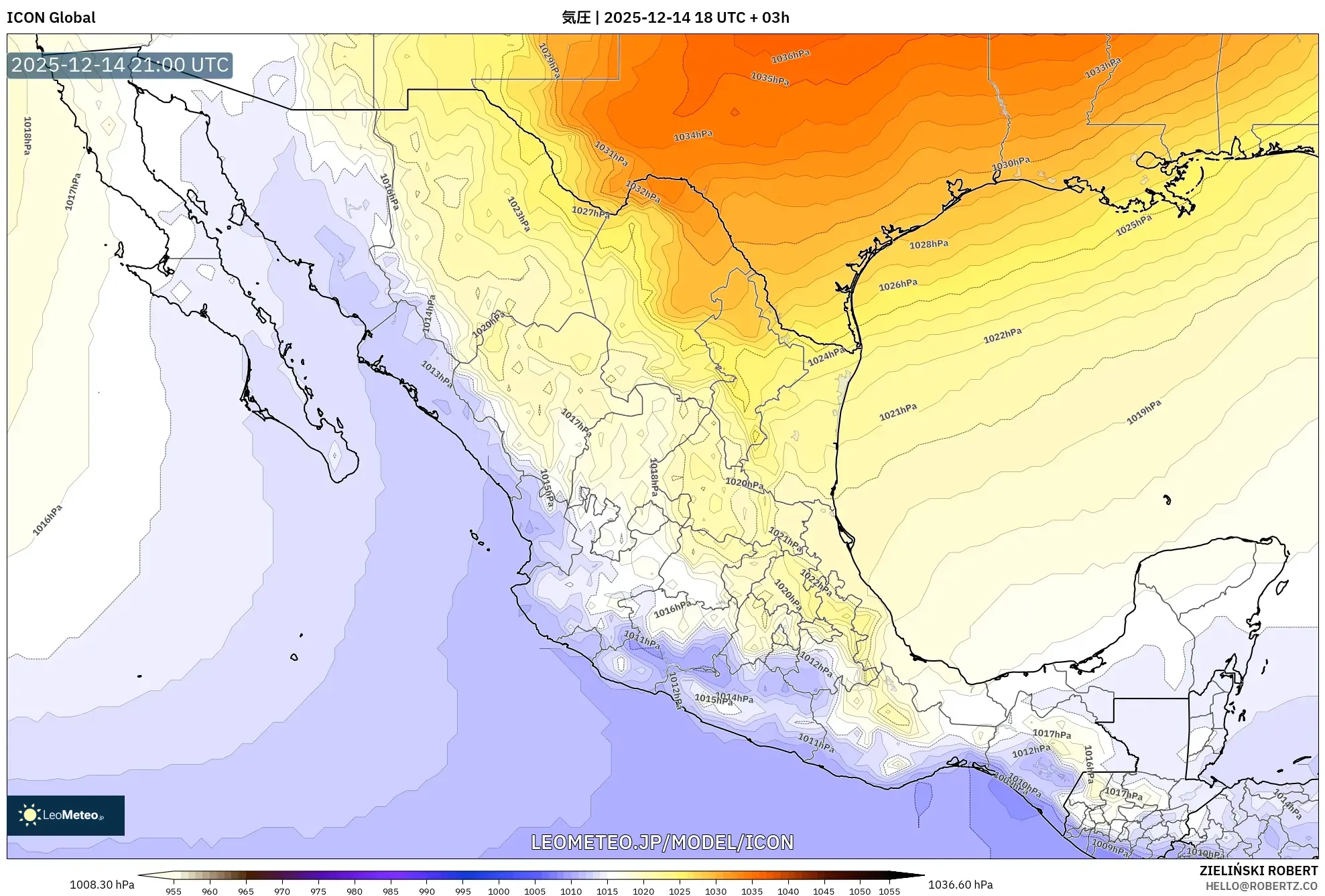 ICON model - メキシコ, 気圧