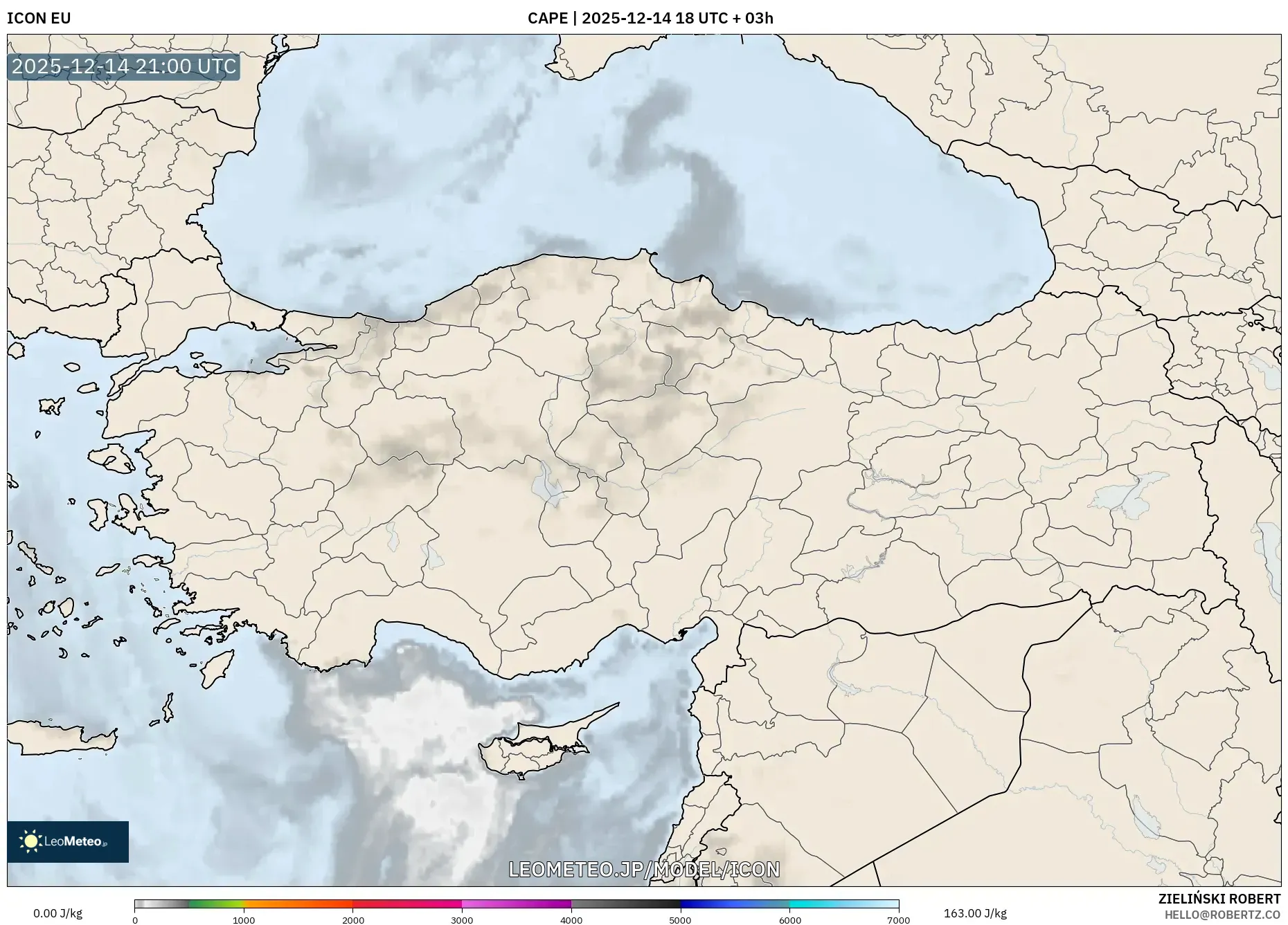 ICON model - トルコ, CAPE