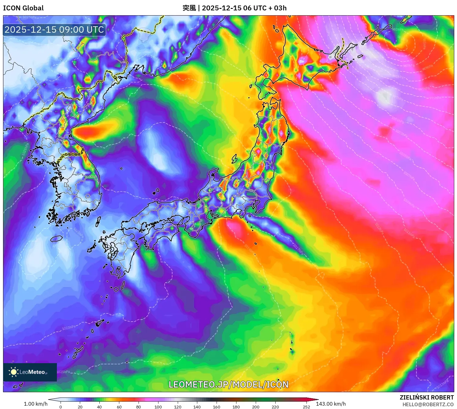ICON model - 日本, 突風