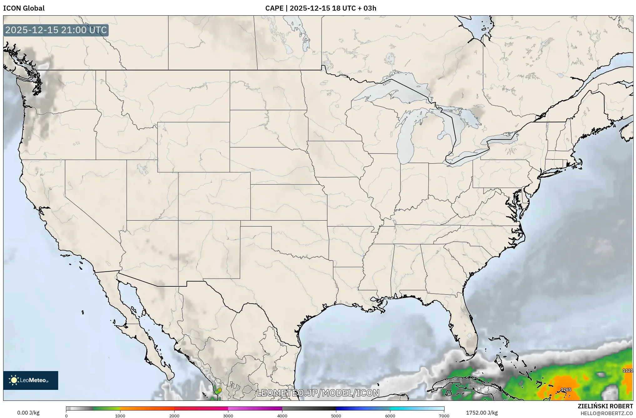 ICON model - アメリカ合衆国, CAPE
