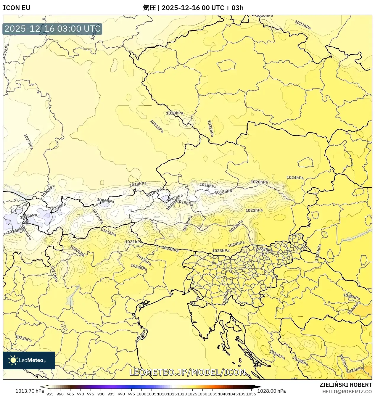 ICON model - オーストリア, 気圧