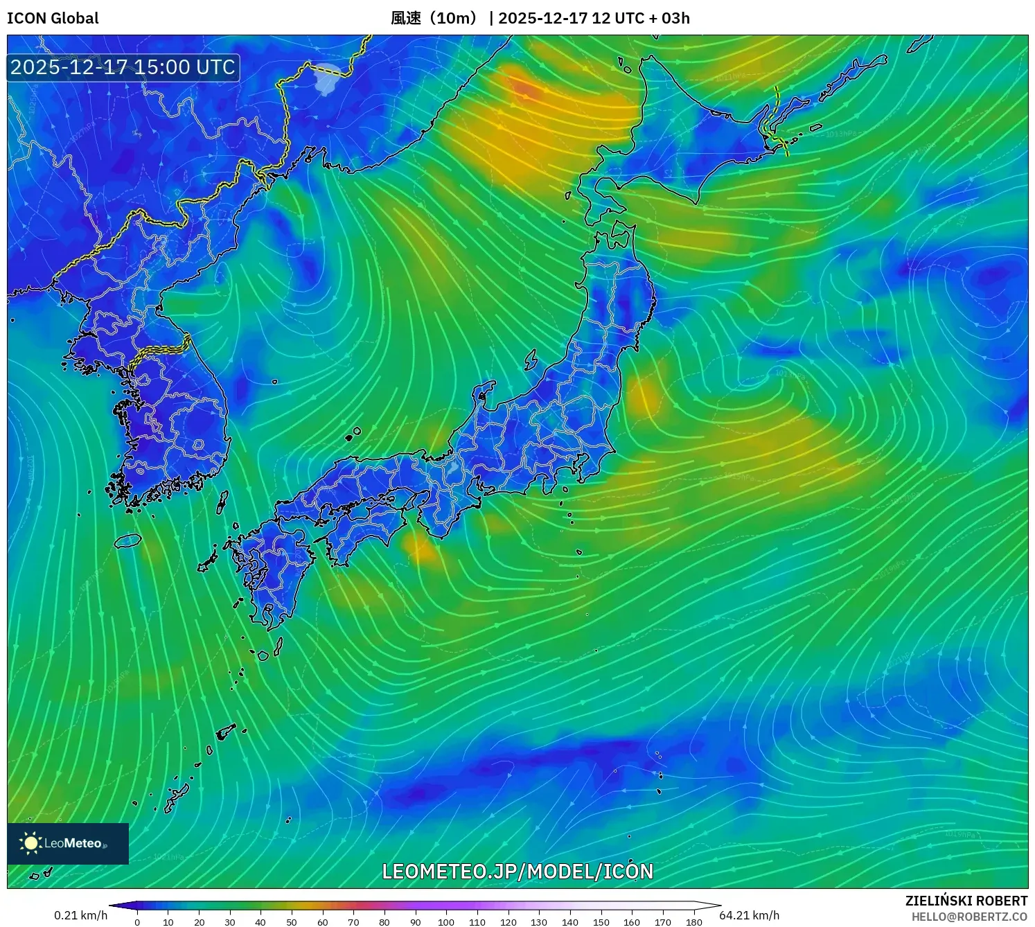 ICON model - 日本, 風速（10m）