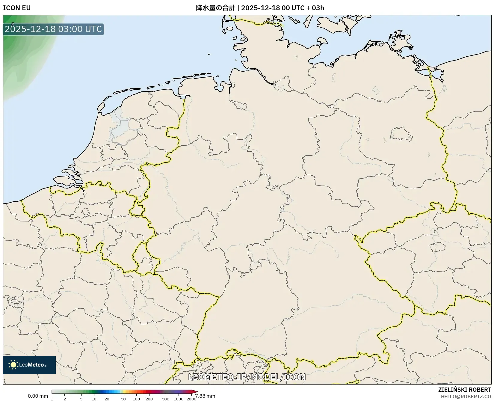 ICON model - ドイツ, 降水量の合計