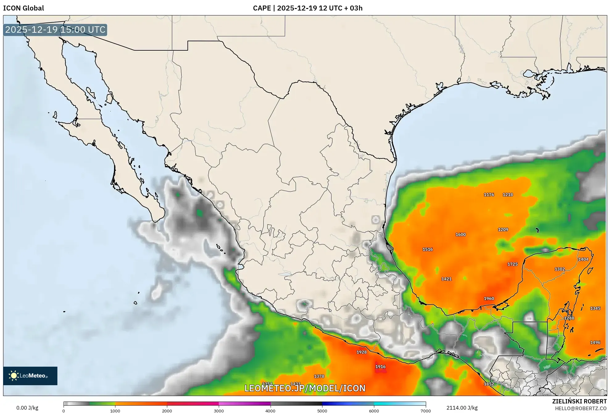 ICON model - メキシコ, CAPE