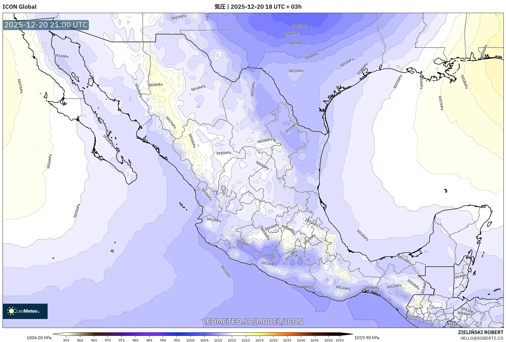ICON model - メキシコ, 気圧