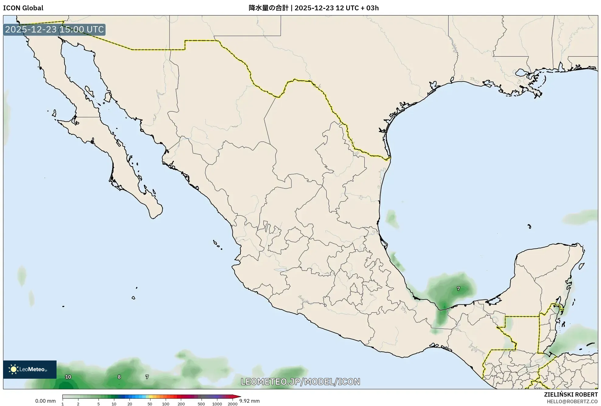 ICON model - メキシコ, 降水量の合計