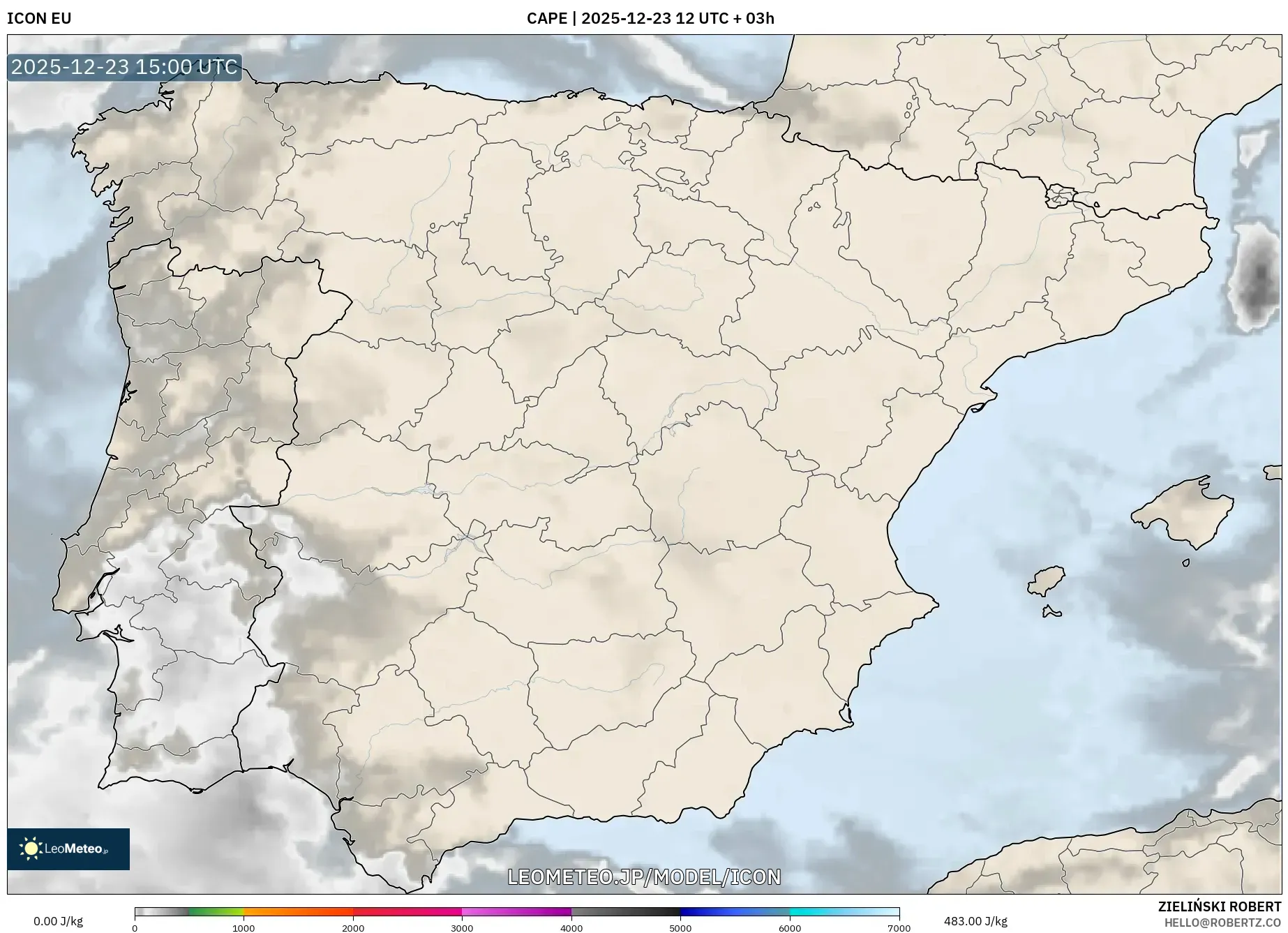 ICON model - スペイン, CAPE