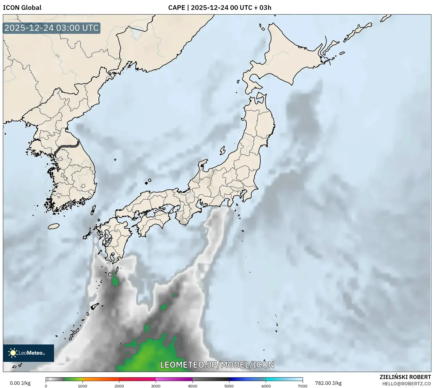 ICON model - 日本, CAPE