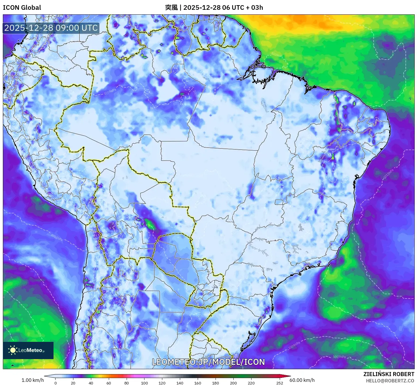 ICON model - ブラジル, 突風