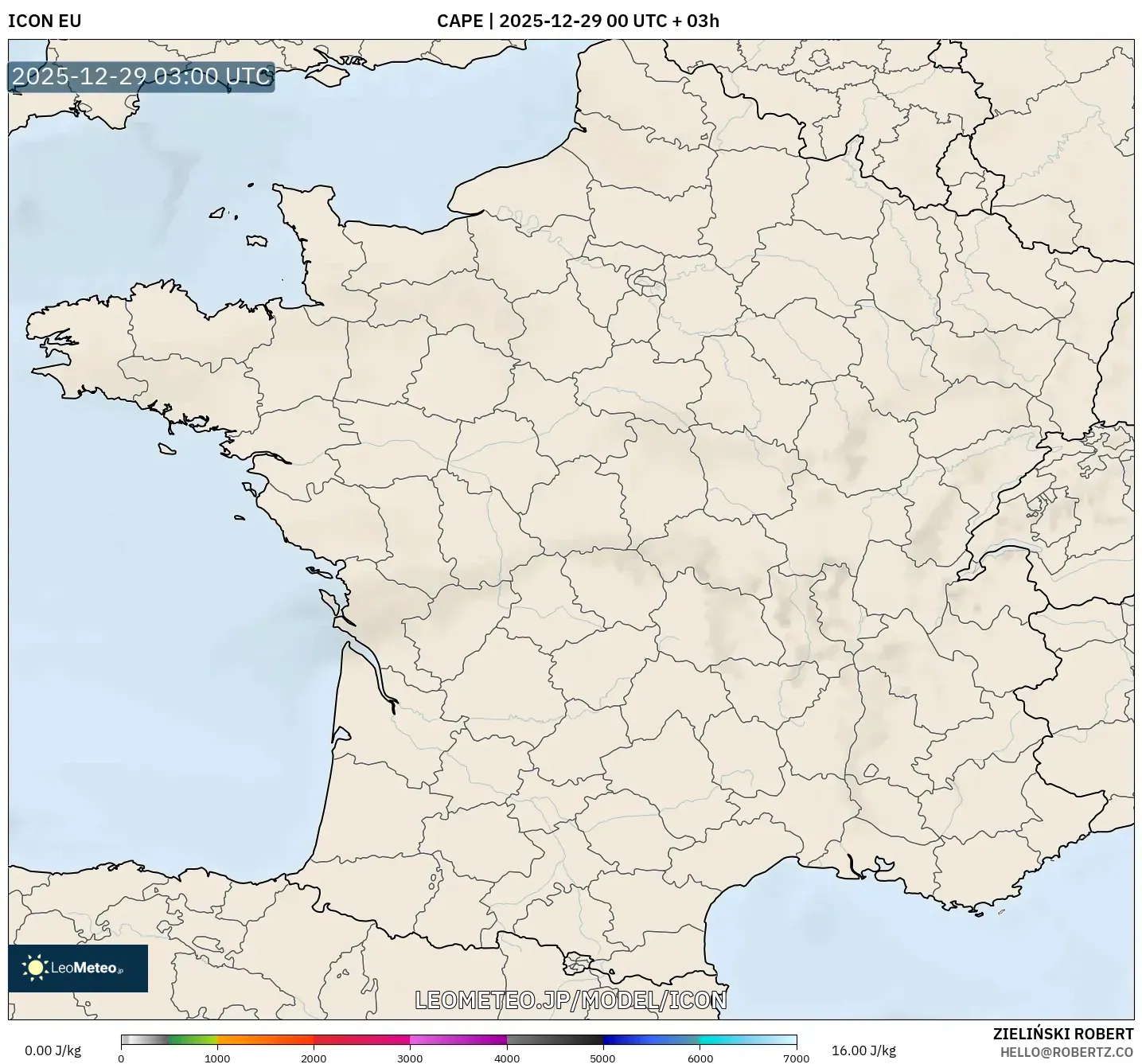 ICON model - フランス, CAPE