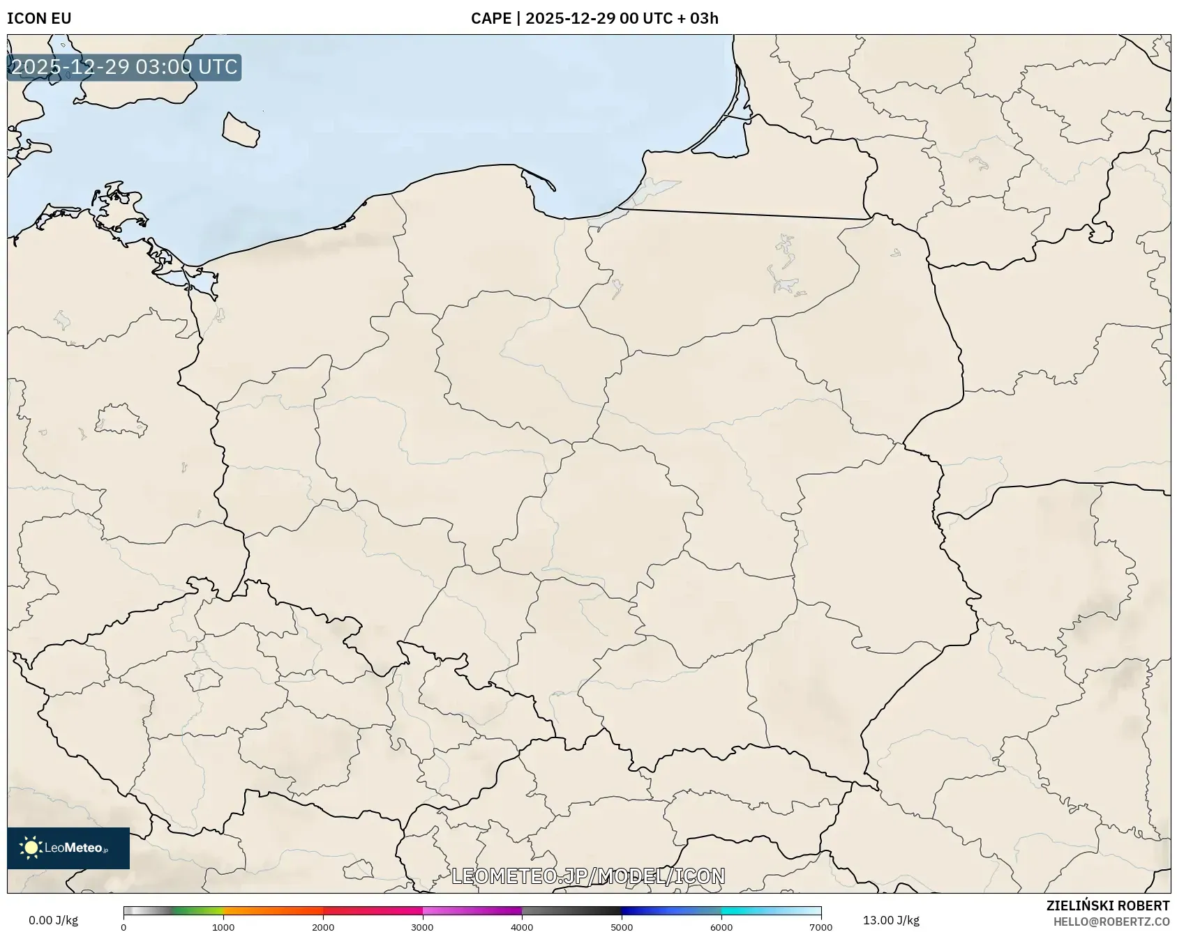 ICON model - ポーランド, CAPE