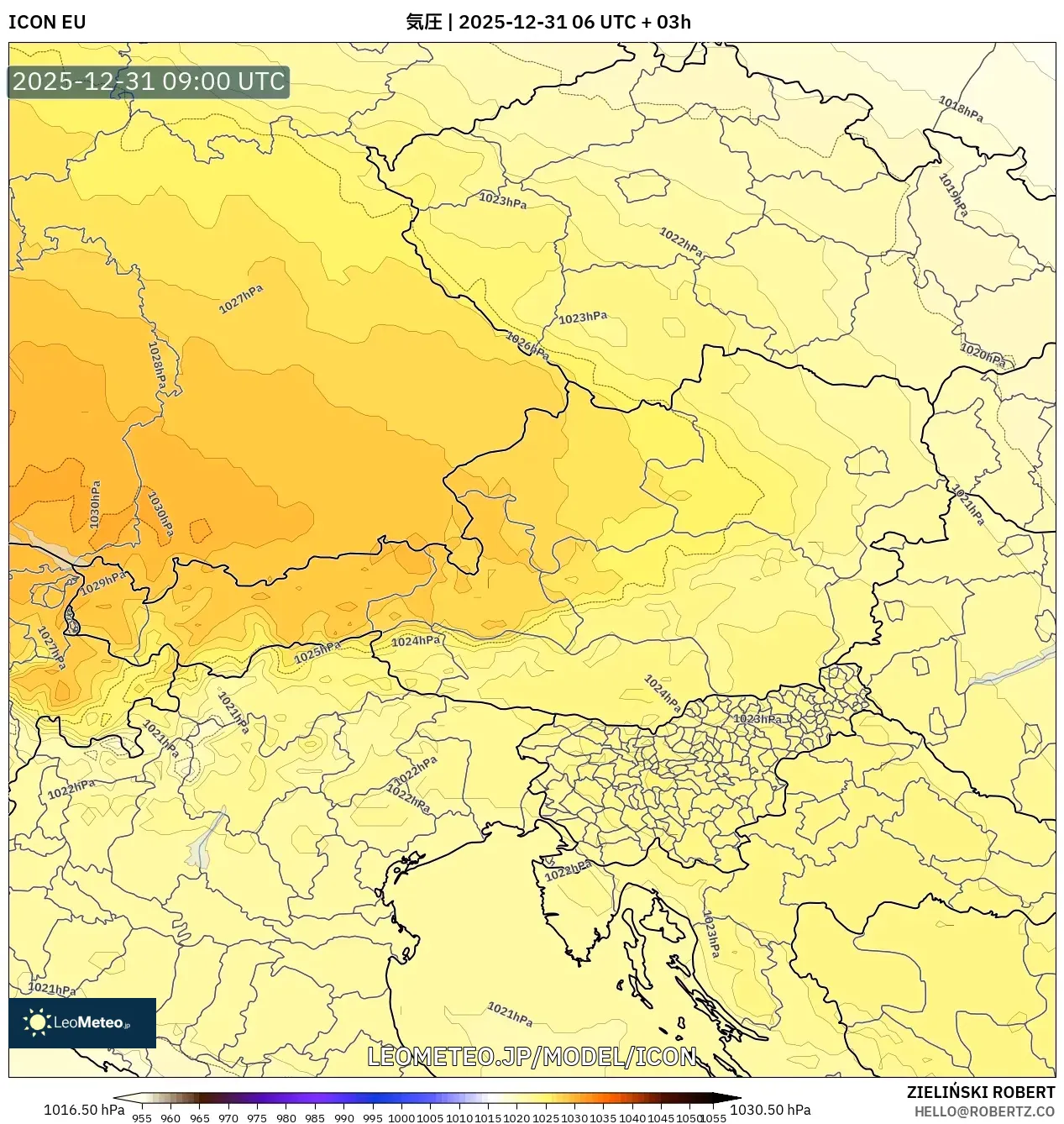 ICON model - オーストリア, 気圧