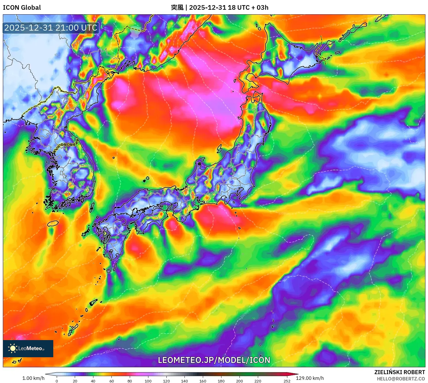 ICON model - 日本, 突風