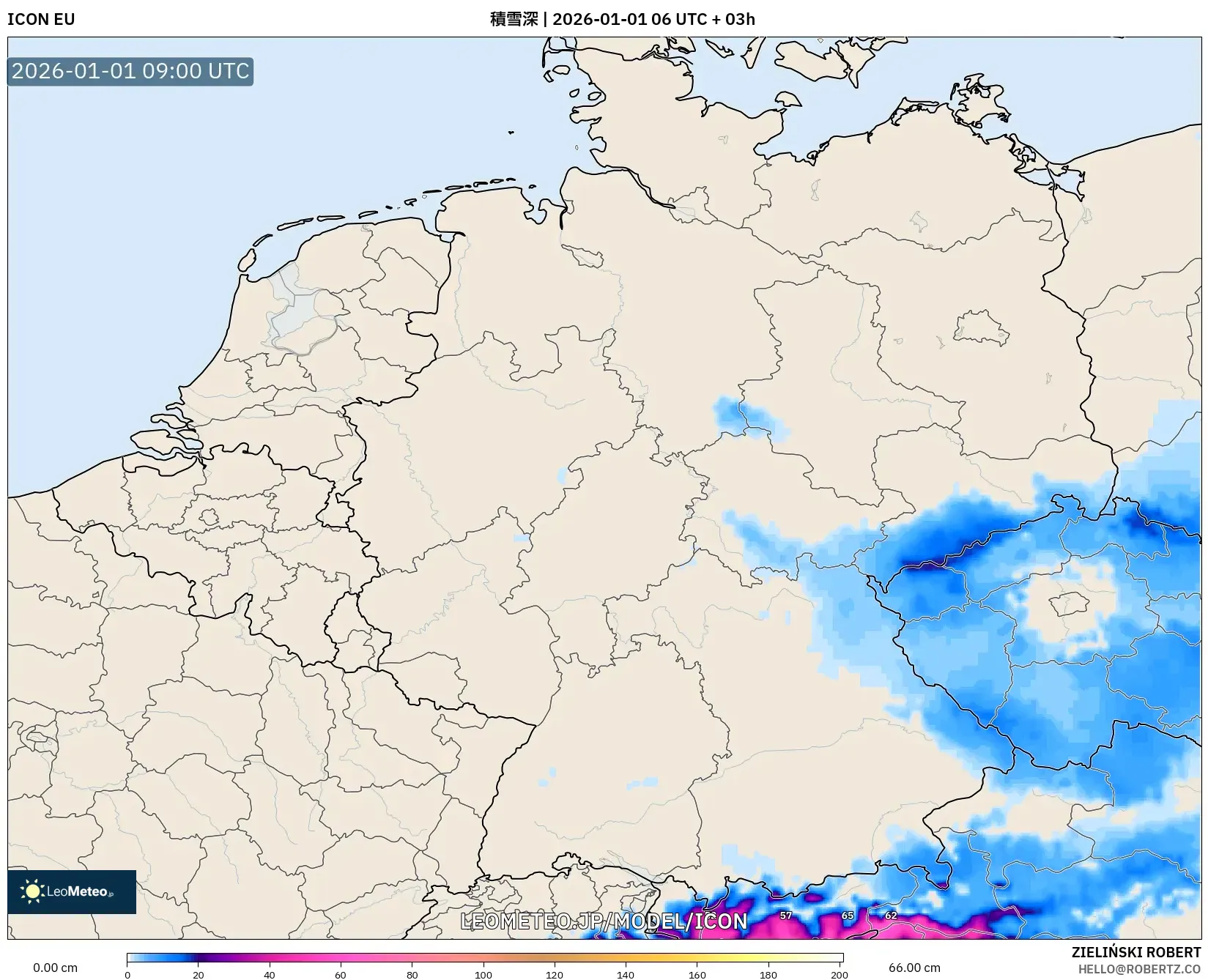 ICON model - ドイツ, 積雪深