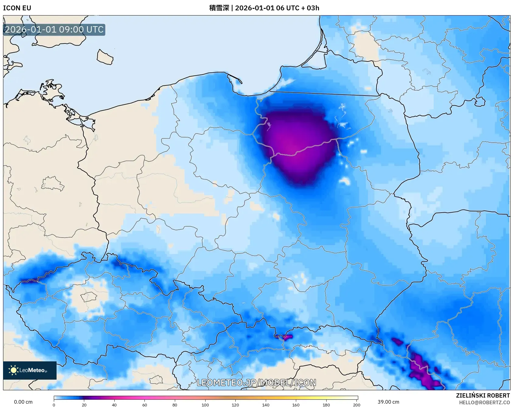 ICON model - ポーランド, 積雪深