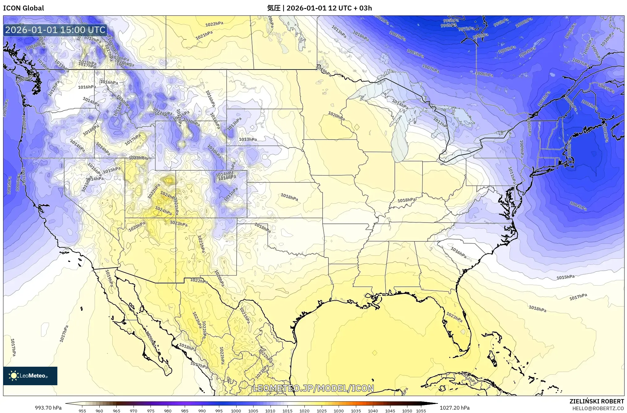 ICON model - アメリカ合衆国, 気圧