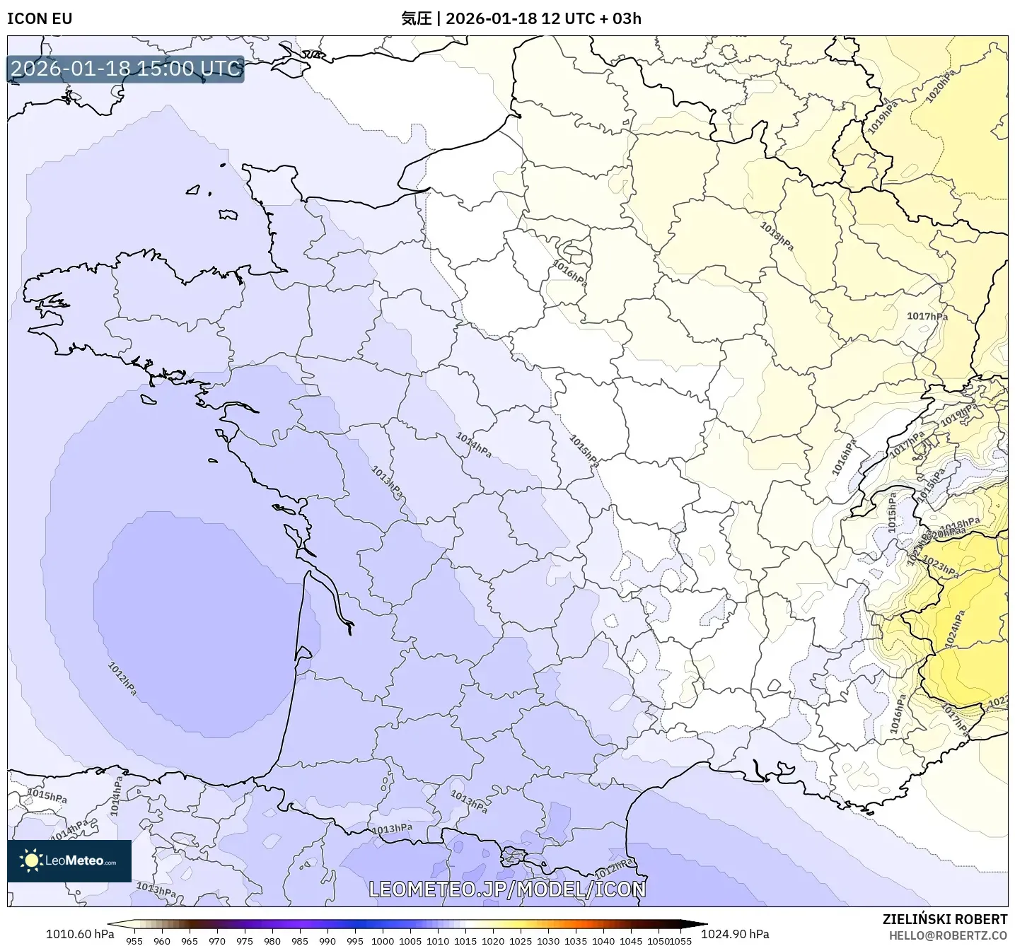 ICON model - フランス, 気圧