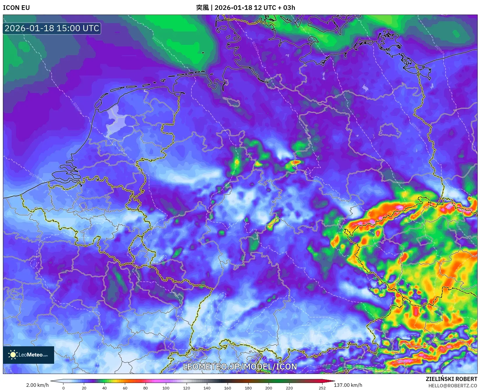 ICON model - ドイツ, 突風