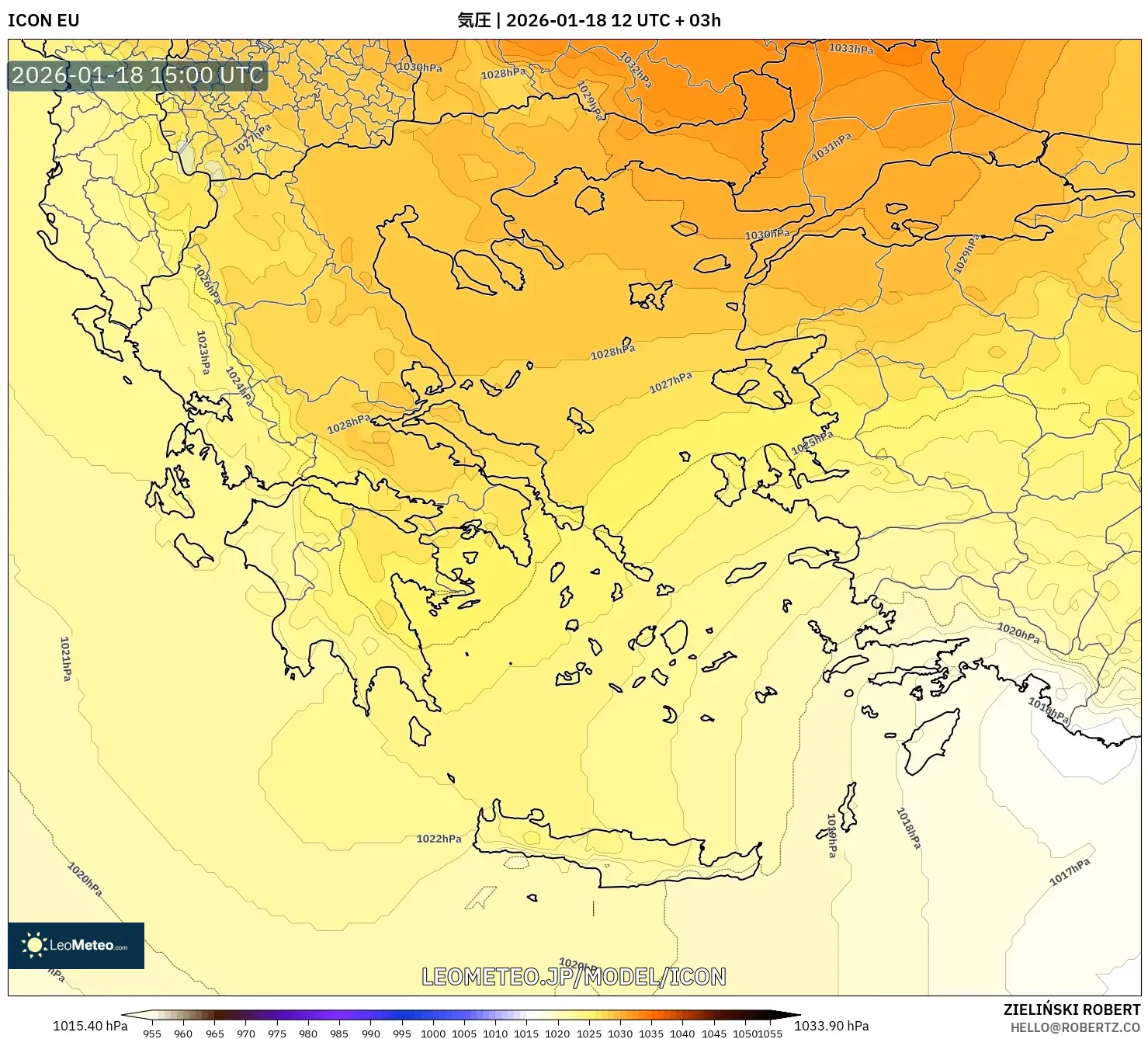 ICON model - ギリシャ, 気圧