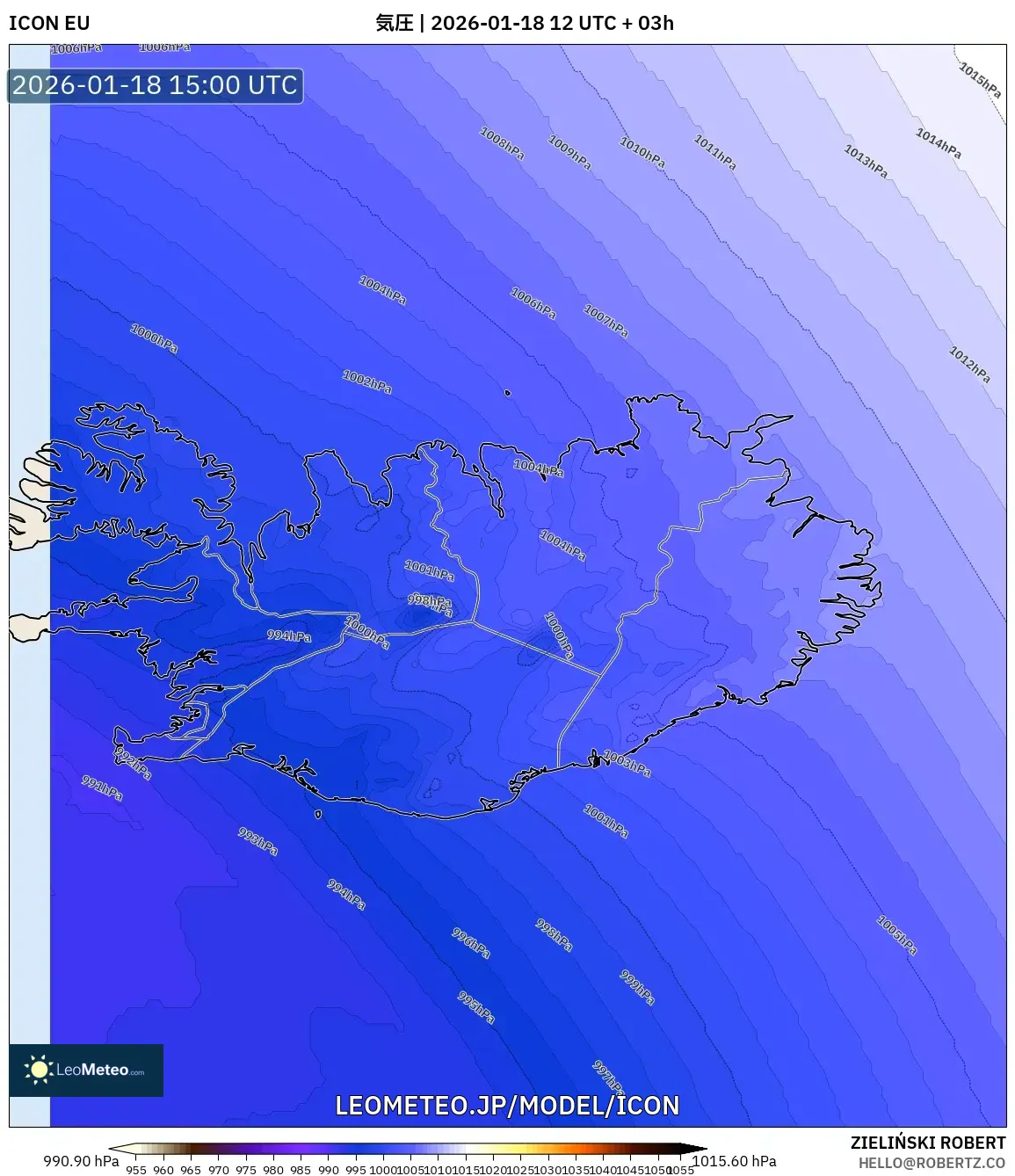 ICON model - アイスランド, 気圧