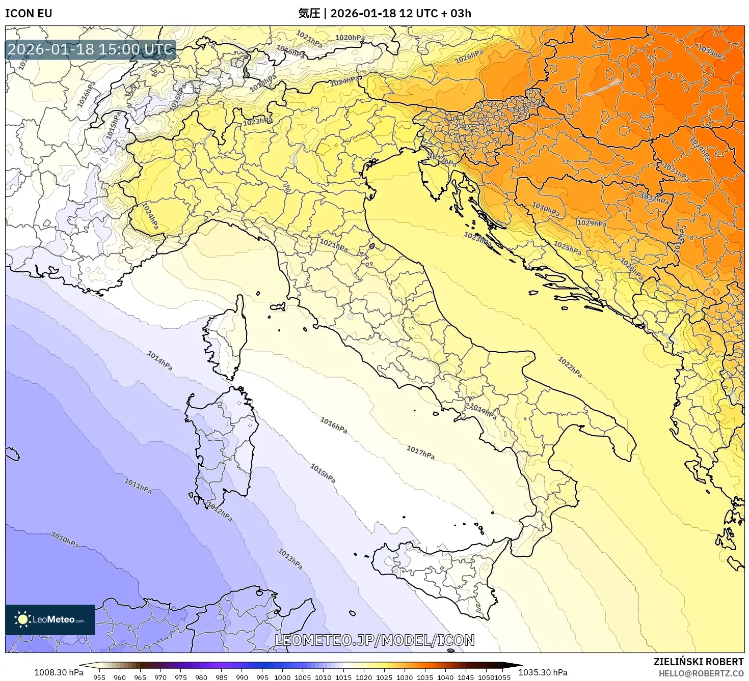 ICON model - イタリア, 気圧