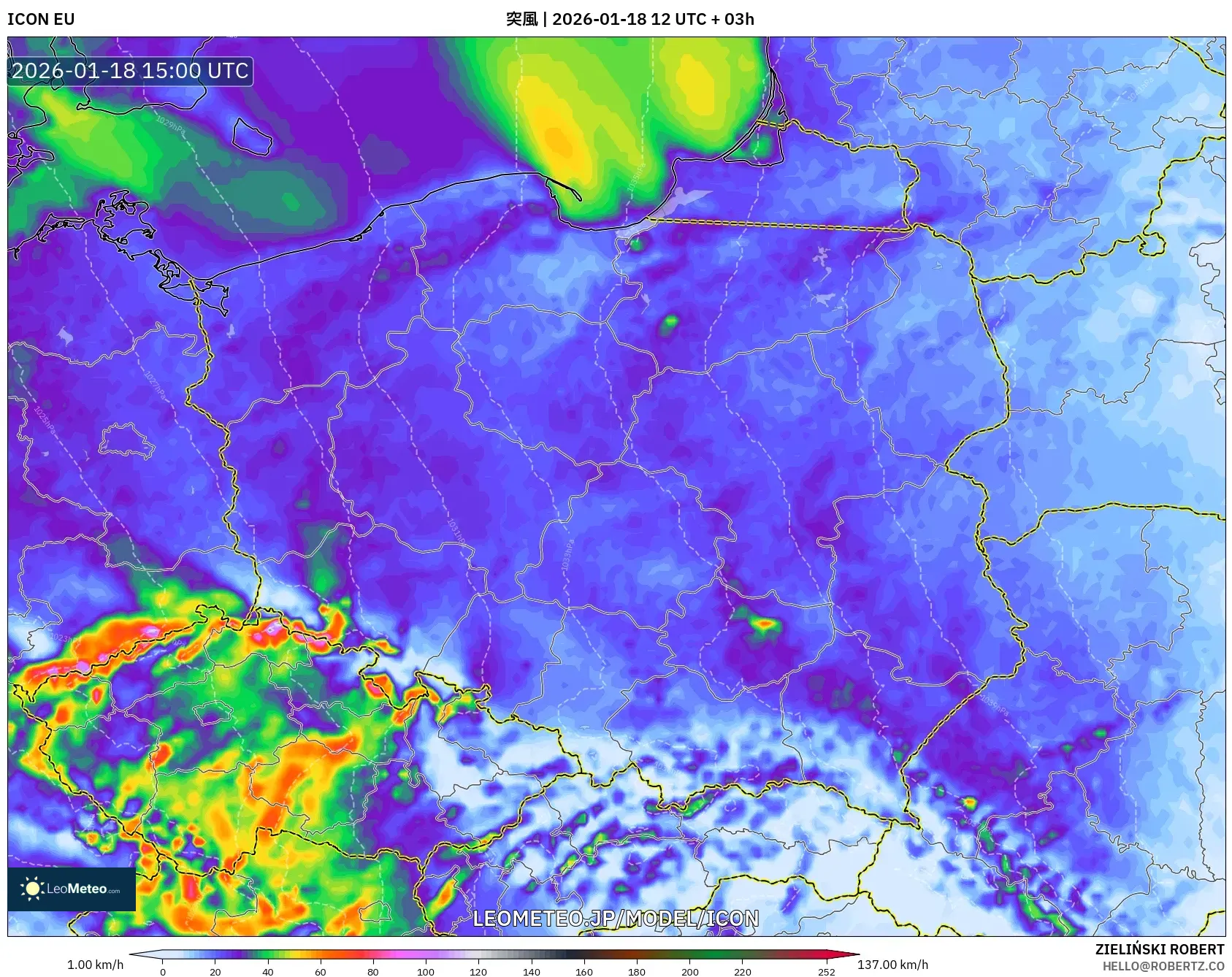 ICON model - ポーランド, 突風