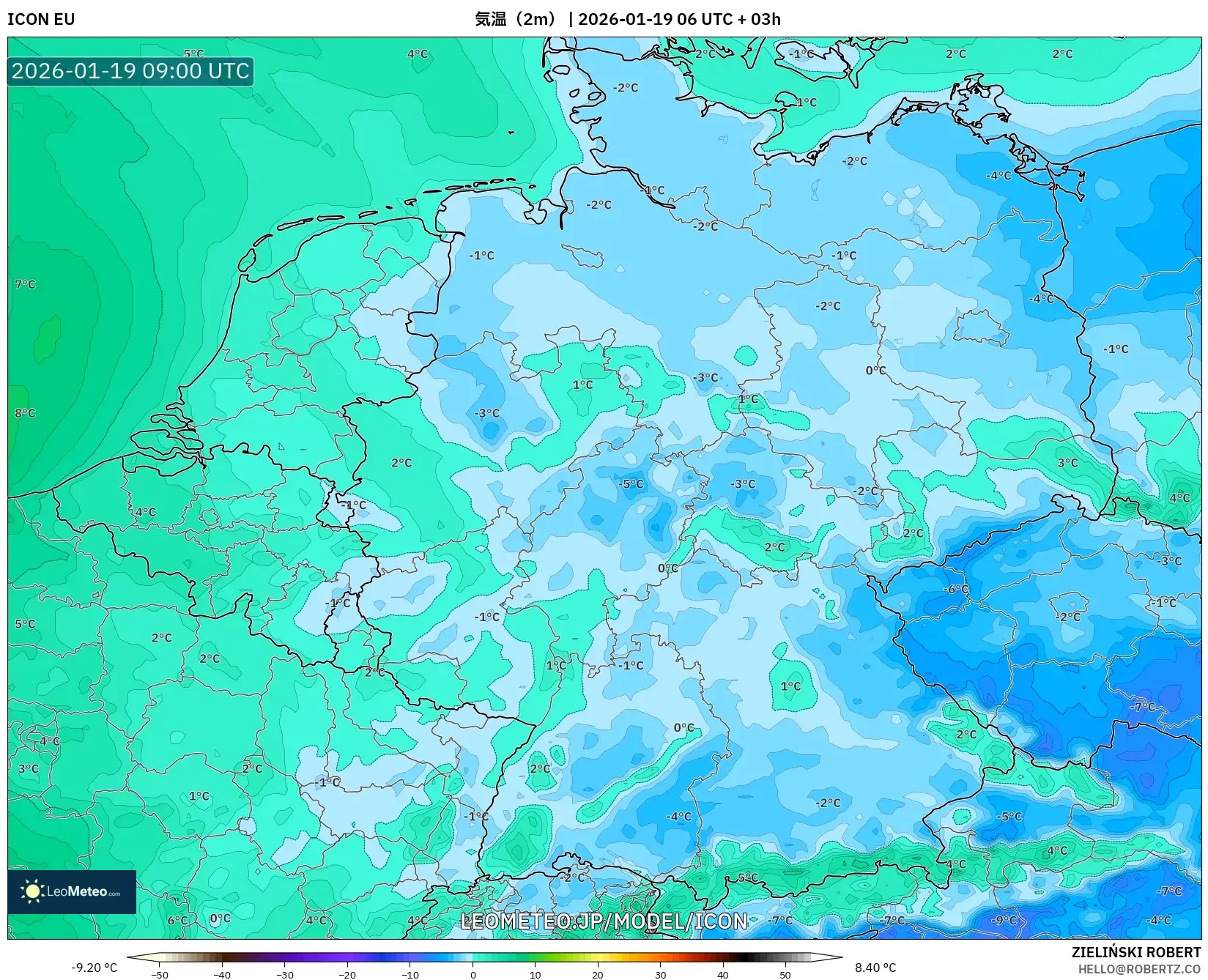 ICON model - ドイツ, 気温（2m）