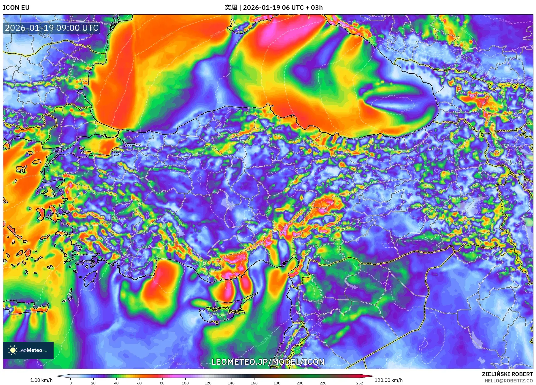 ICON model - トルコ, 突風
