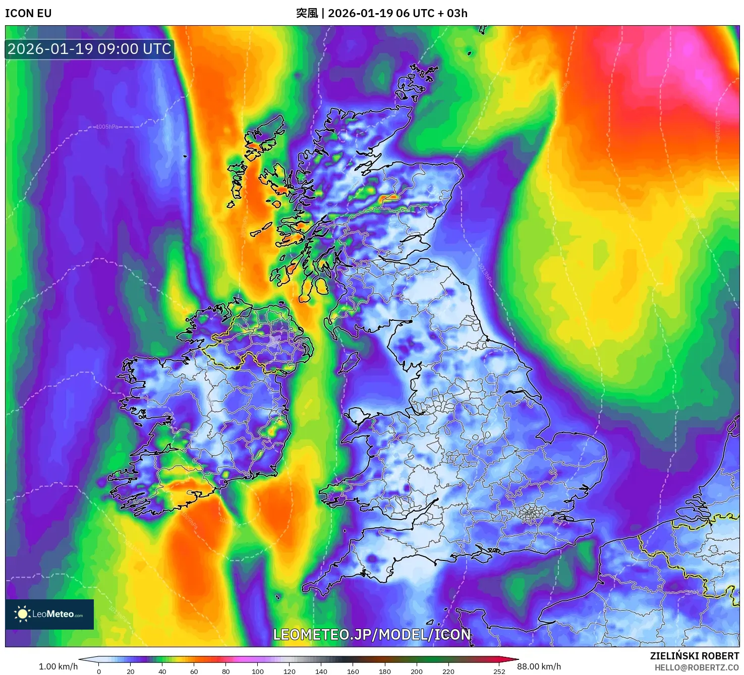 ICON model - イギリス, 突風